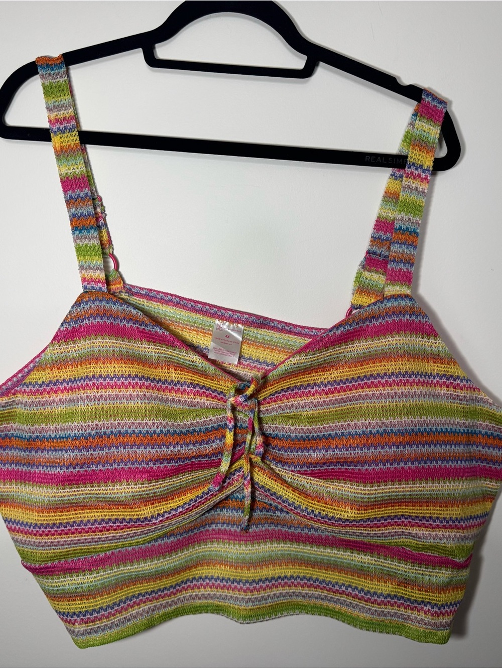NWT Sexy Summer Cropped Crochet Tank Top Multicolor Striped Size 4X 24/26